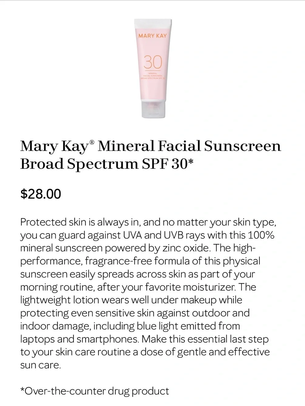 Mary Kay SPF 30 Mineral Facial Sunscreen